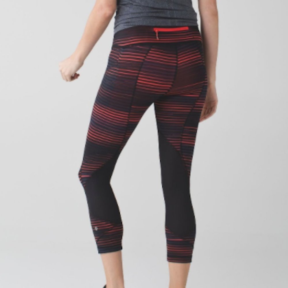 Lululemon Pace Rival Crop Leggings - 6, Black, Red